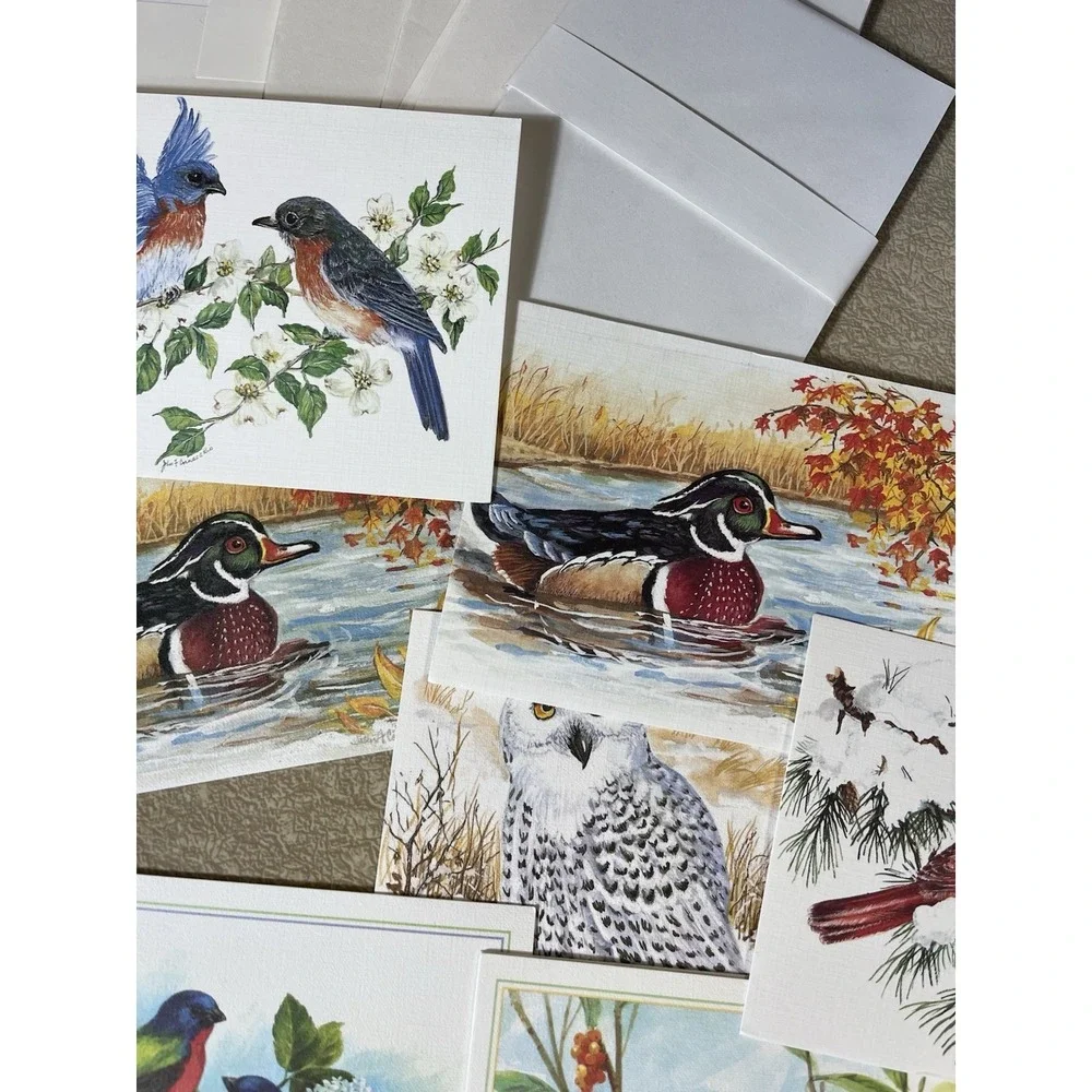Birds Bird Notecard Card Lot w/ Envelopes Frameable Art Duck Cardinal Blue Jay